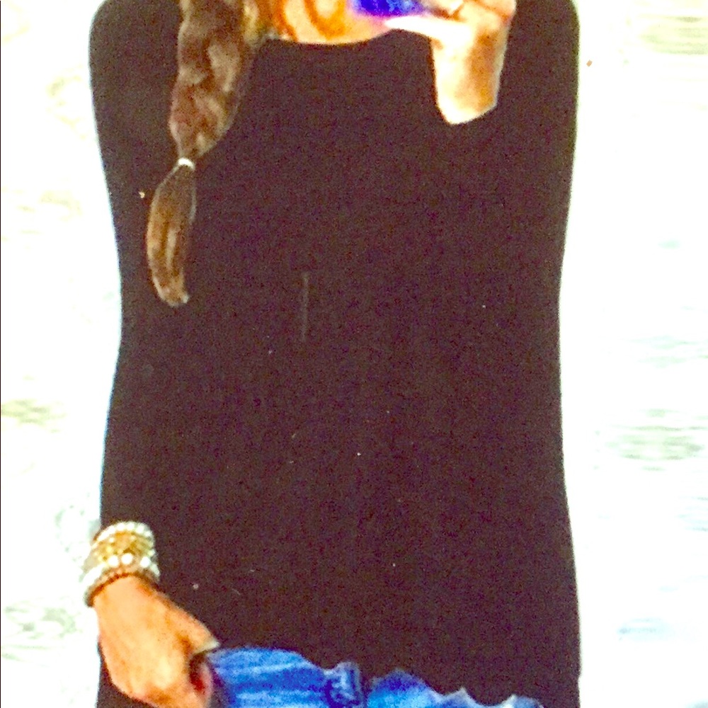 Knit top with lace bottom black New